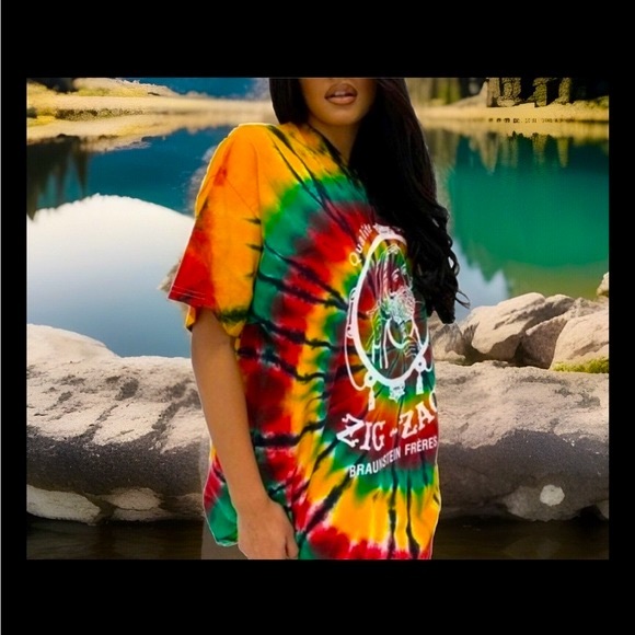 TIE DYE ZIG ZAG Braunstein Fr'eres Qualite Superieurp Short Sleeve Shirt ZZ Man - Picture 10 of 16